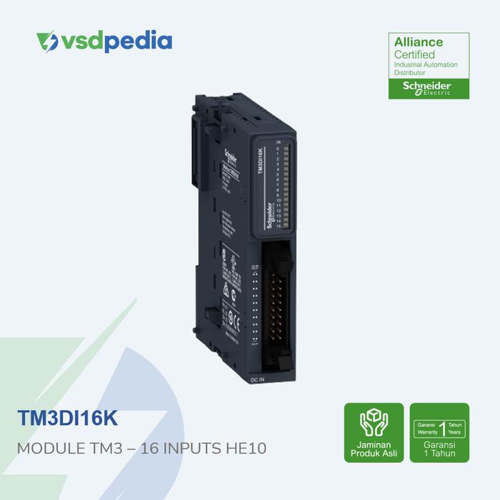 TM3di16 K Module TM3, Schneider Electric, 16 Inputs HE10