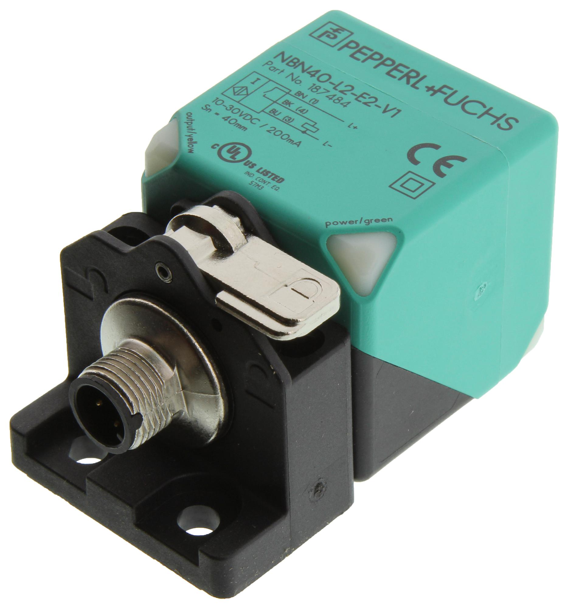NBN40-L2-E0-V1, Pepperl+Fuchs, Cabeza del sensor, convertible y orientable, Salida: 3 hilos, CC, NPN, N.A.; Conexión: M12 x 1, 4 pines