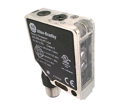 45CRM-4LHT1-D4, ALLEN BRADLEY, Sensor de Colores, serie 45CRM, alcance 11 mm, LED RGB, 10 → 30 V dc, salida NPN/PNP x 2, interfaz