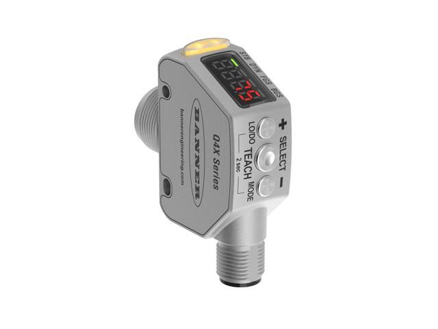 Q4XTULAF300-Q8, Banner,  Sensores fotoeléctricos, Q4X Series: Laser campo adjustable:  Rango: 25-300 mm; Input 12-30 Vdc; Output: Analog: 0-10 V; 5-pin M12 Integral QD