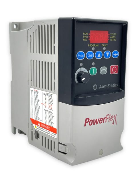 22A-A2P1N103, Allen-Bradley, Variador de CA PowerFlex4, 240 VCA, monofásico, 2,1Amp, 0,4 kW, 0,5 HP, tamaño de bastidor A, IP20 (abierto), pantalla LED,