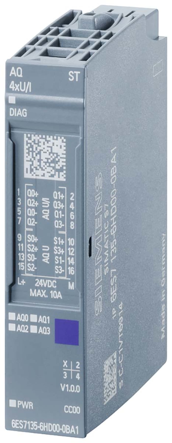 6ES7135-6HD00-0BA1, Siemens, SIMATIC S7-1200 Series Analogue Output Module, Analogue, 24 V