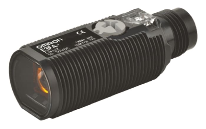 E3FA-BP11, Omron, Sensor fotoeléctrico, detección transparente con función de opacidad P, distancia de detección: 100 a 500 mm (cuando se utiliza E39-RP1), salida PNP, precableado, 2 m