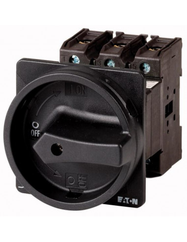 P3-63/V/SVB-SW, EATON, Interruptor de circuito desconectador rotatorio, 63 A, trasero, mango negro.