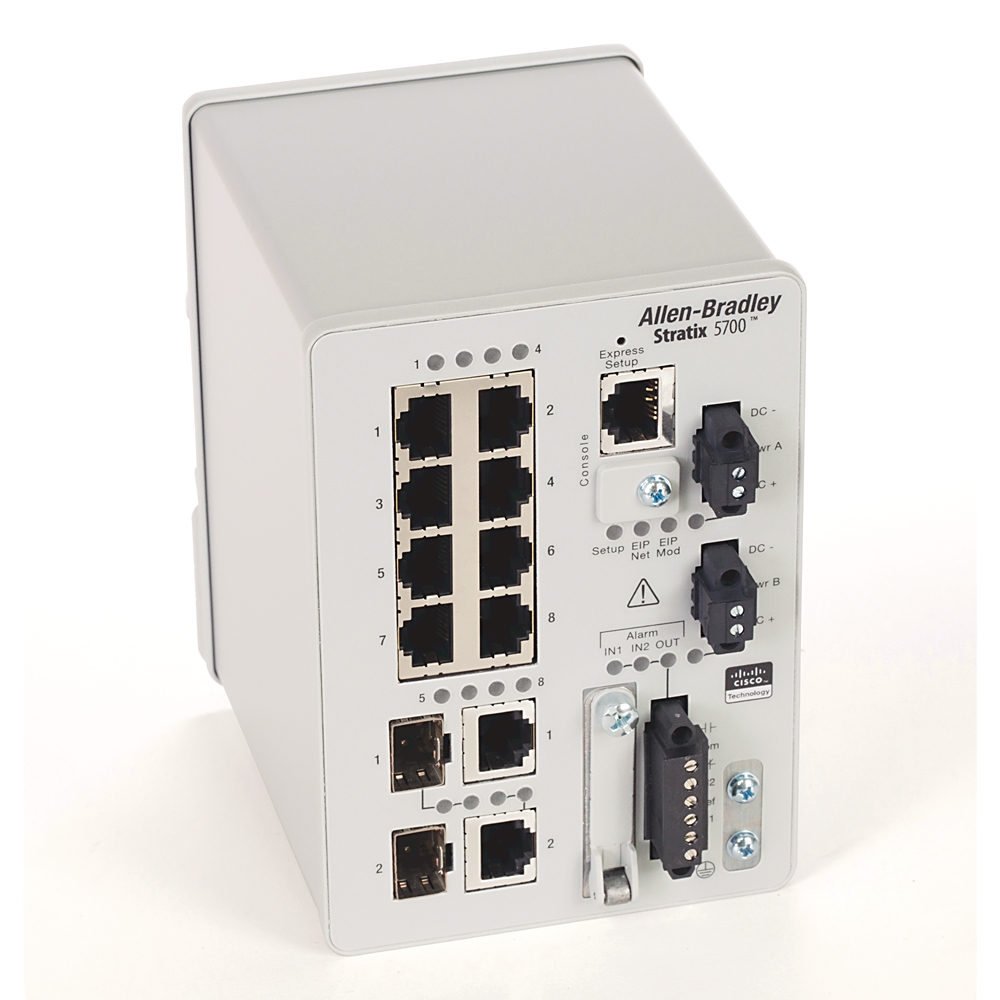 1783-BMS10CGL, Allen Bradley, Stratix 5700, 8 puertos de cobre 10/100, 2 puertos combinados (ranura de cobre o SFP) 10/100/1000, firmware lite