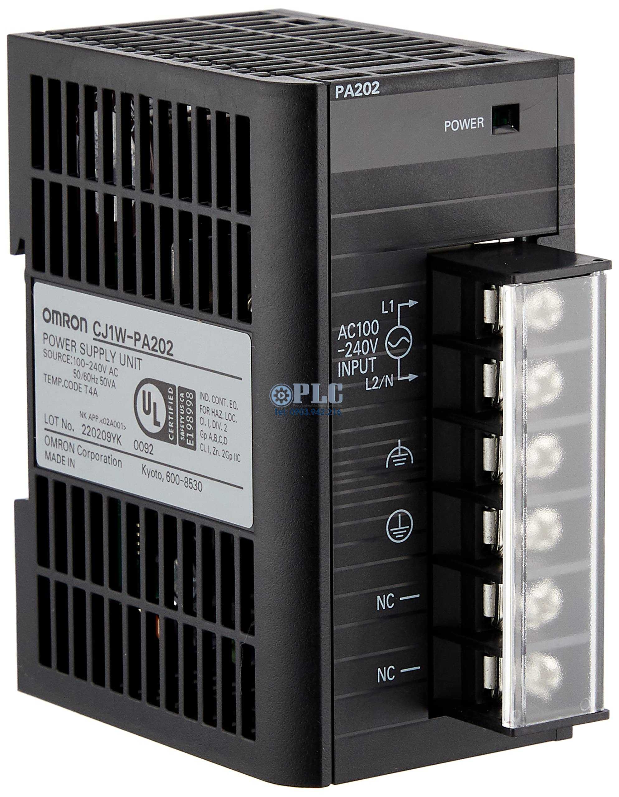 CJ1W-PA202, Omron, CJ2-Series Programmable Controller, Fuente de alimentación, montaje en rack PWR.SUPPLY, CJ1, 14W