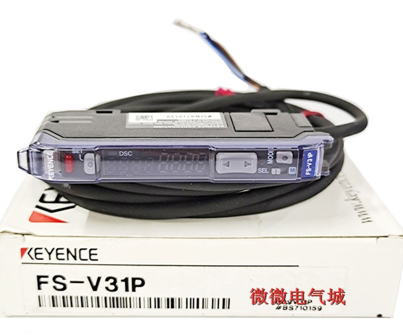 FS-V31P, Keyence, Amplificador de fibra. Tipo: 1 salida con cable; Salida de control: PNP de colector abierto 24 V, 100 mA; Unidad principal/Unidad de expansión