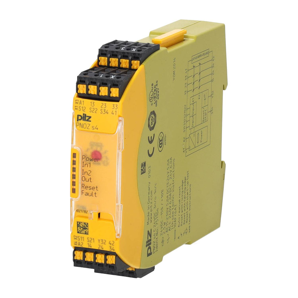 PNOZ s4 24VDC 3 n/o 1 n/c, Relé de seguridad PILZ, Supervisión de parada de emergencia, 8A 24 VAC/VDC, 3 NA 1 NC,