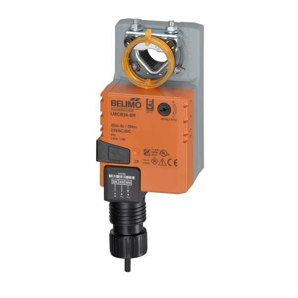 LMCB24-SR-T, BELIMO, Damper Actuador, 45 in-lb [5 Nm], Non fail-safe, AC/DC 24 V, 2...10 V,