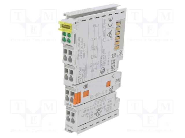 753-402, WAGO, Módulo de entradas digitales de 4 canales. 24 VCC 3 ms