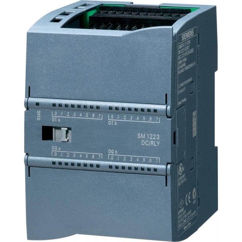 6ES7223-1PL32-0XB0, Siemens, SIMATIC S7-1200, Digital I/O SM 1223, 16 DI/16 DO, 16 DI 24 V DC, Sink/Source, 16 DO, relay 2 A.