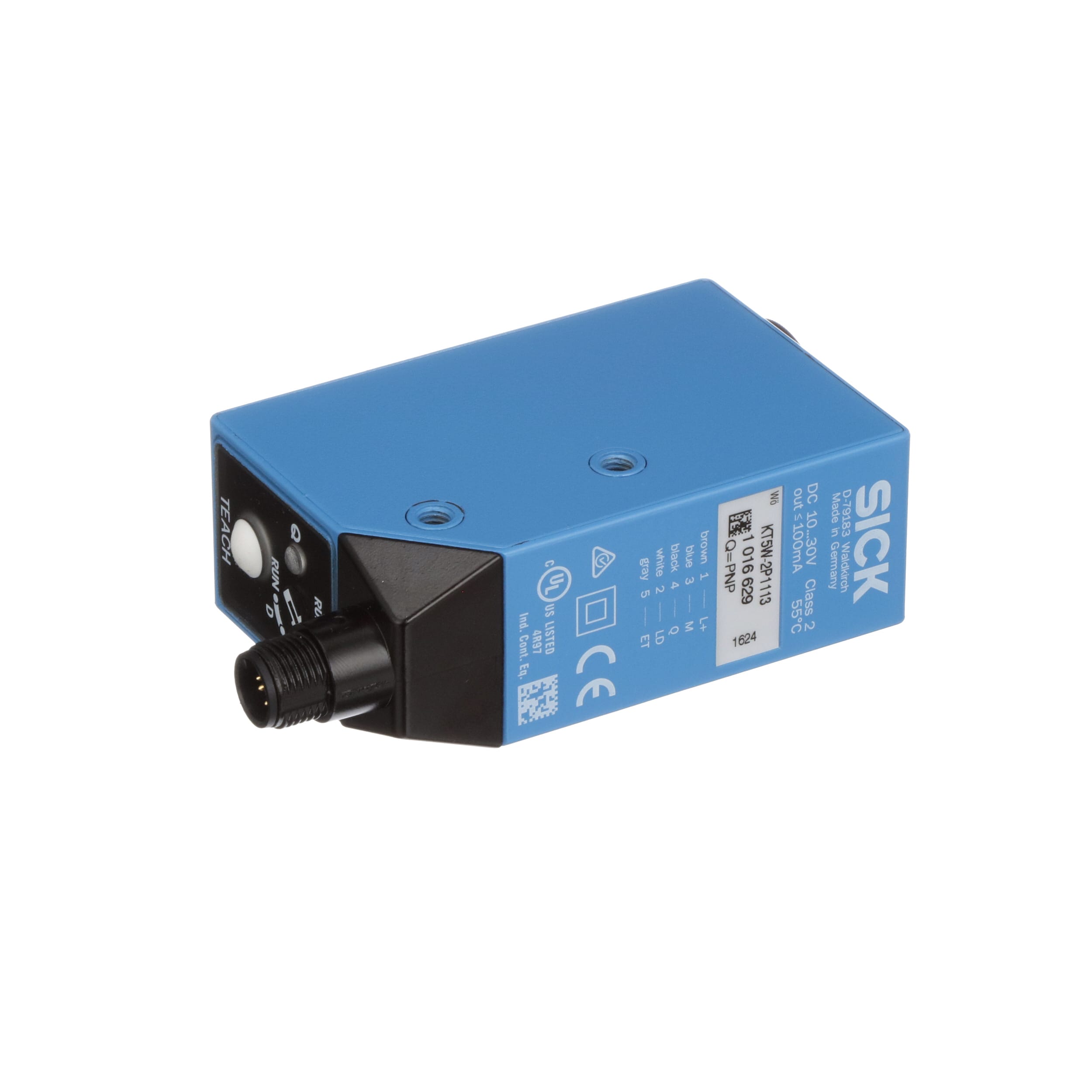 KT5W-2P1113, SICK, SENSOR DE CONTRASTE, RANGO DE 10 MM, LED RGB, PUNTO DE LUZ VERTICAL, PNP LO DO, CONECTOR, M12 DE 5 PINES.
