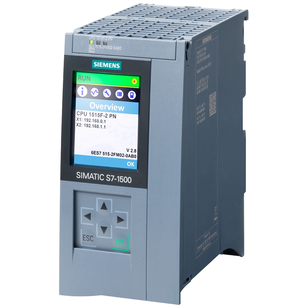 6ES7515-2FM02-0AB0, Siemens, SIMATIC S7-1500F, CPU 1515F-2 PN, central processing unit with work memory 750 KB