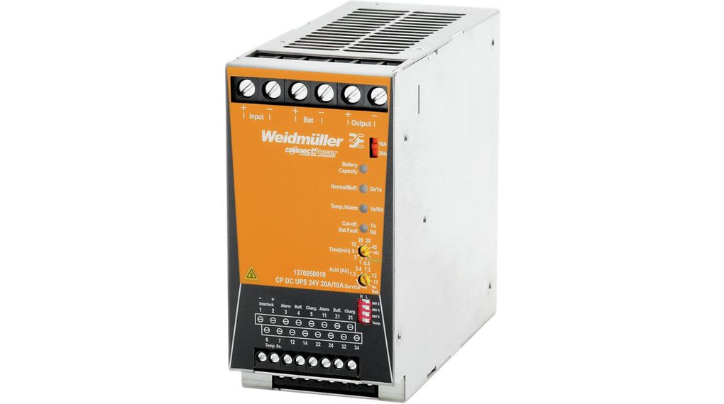1370050010, Weidmüller, UPS, CP DC UPS 24V 20A/10A P/ RIEL DIN