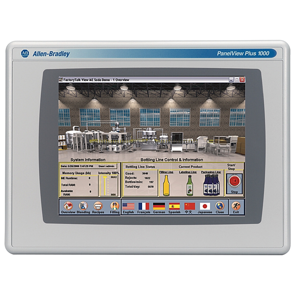 2711PC-T10C4D8,  Allen Bradley, Terminal, de color PanelView Plus 6 Compact 1000, pantalla a color de 10,4 pulgadas, pantalla táctil, comunicaciones estándar (Ethernet y RS-232), 512 MB de flash, 512 MB de RAM, alimentación CC