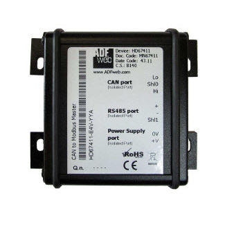 HD674-A004-4 E4V, ADFWeb, Convertidor maestro Ethernet/IP/Modbus (conectores Mini-Fit, barnizado), de -40° a +105°.