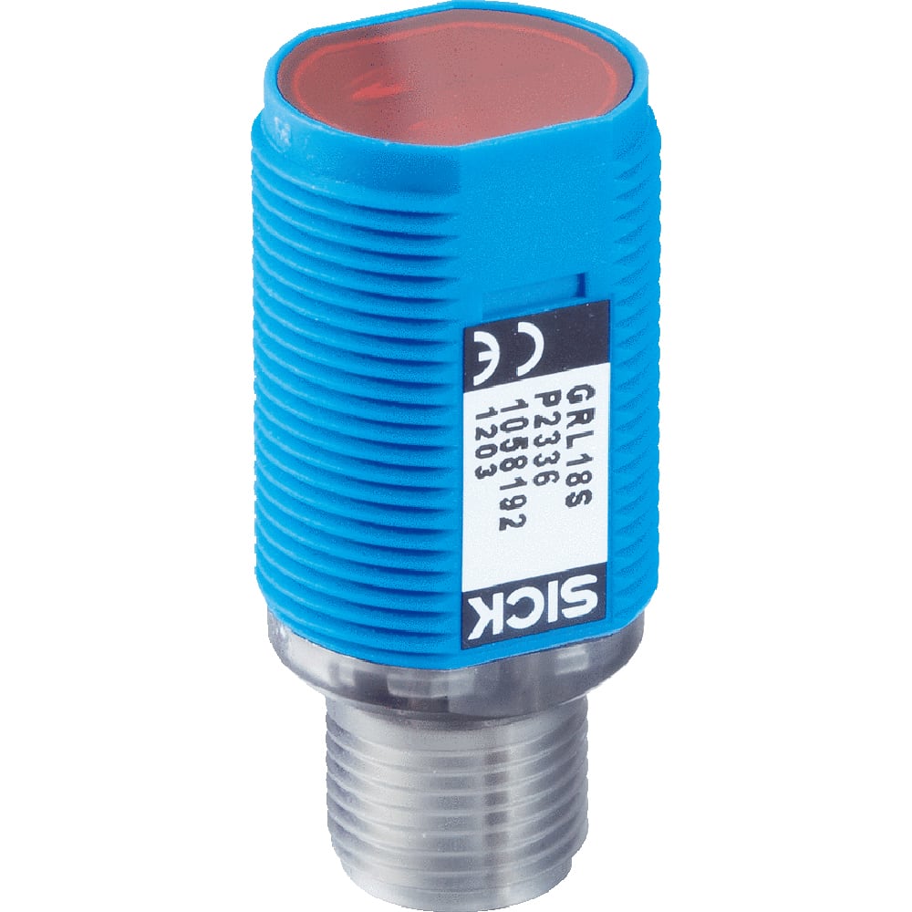 GRTE18S-P2317, SICK, Sensor fotoeléctrico cilíndrico, 100m m, LED rojo, PNP, conectador M12,  Dist: 3mm ~ 115mm · Sup: 10V ~ 30V