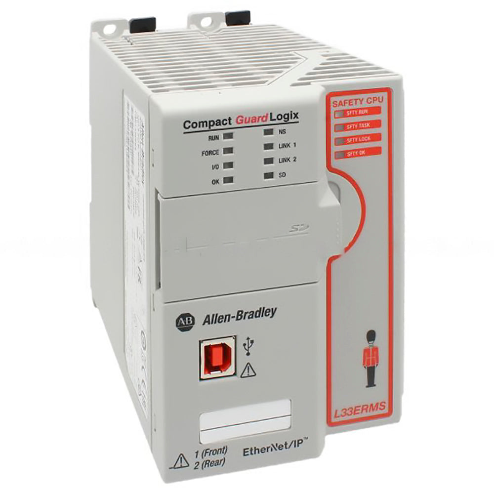 1769-L33ERMS, Allen Bradley, Compact Guardlogix 5370 Módulo de procesador Ethernet, Ethernet dual con capacidad DLR, memoria estándar de 2 MB, 1 MB