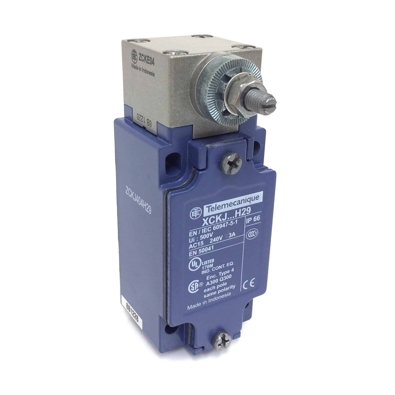 ZCKJ404H29, TELEMECANIQUE, Límite SWITCH, con cabezal giratorio de retorno por resorte, interruptores de límite XC estándar, ZCKJ, sin palanca, fijos, 2C/O, a presión, M20. flecha