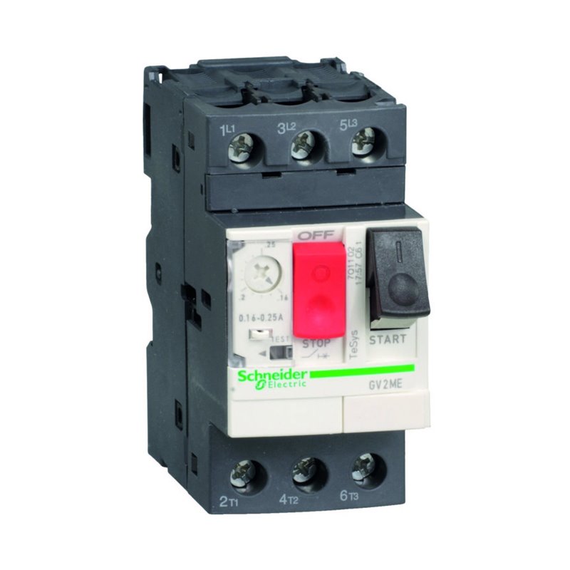 GV2ME14, Schneider Electric, Guardamotor Interruptor automático de motor TeSys GV de 3 polos (3P), 10 A/690 V, motores, trifásico de 3-4 kW a 400 V.