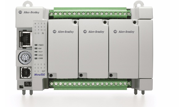 2080-LC50-24QBB, Allen Bradley, Micro850 EtherNet/IP Controller, 14x 24 VDC/VAC Inputs, 10 Source Output, 24V DC. Up to 4 HSC channels