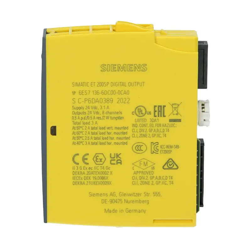 6ES7136-6DC00-0CA0, Siemens, SIMATIC DP, Módulo electrónico ET 200SP, F-DQ 8XDC 24V0.5A