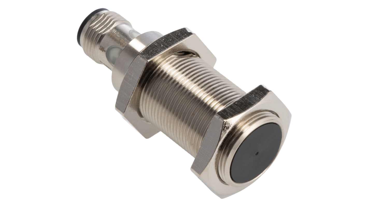 E2E-X8B218-M1, Omron, Sensor de proximidad, inductivo, níquel-latón, cuerpo corto, M18, blindado, 8 mm, DC, 3 hilos, PNP NC, conector M12.
