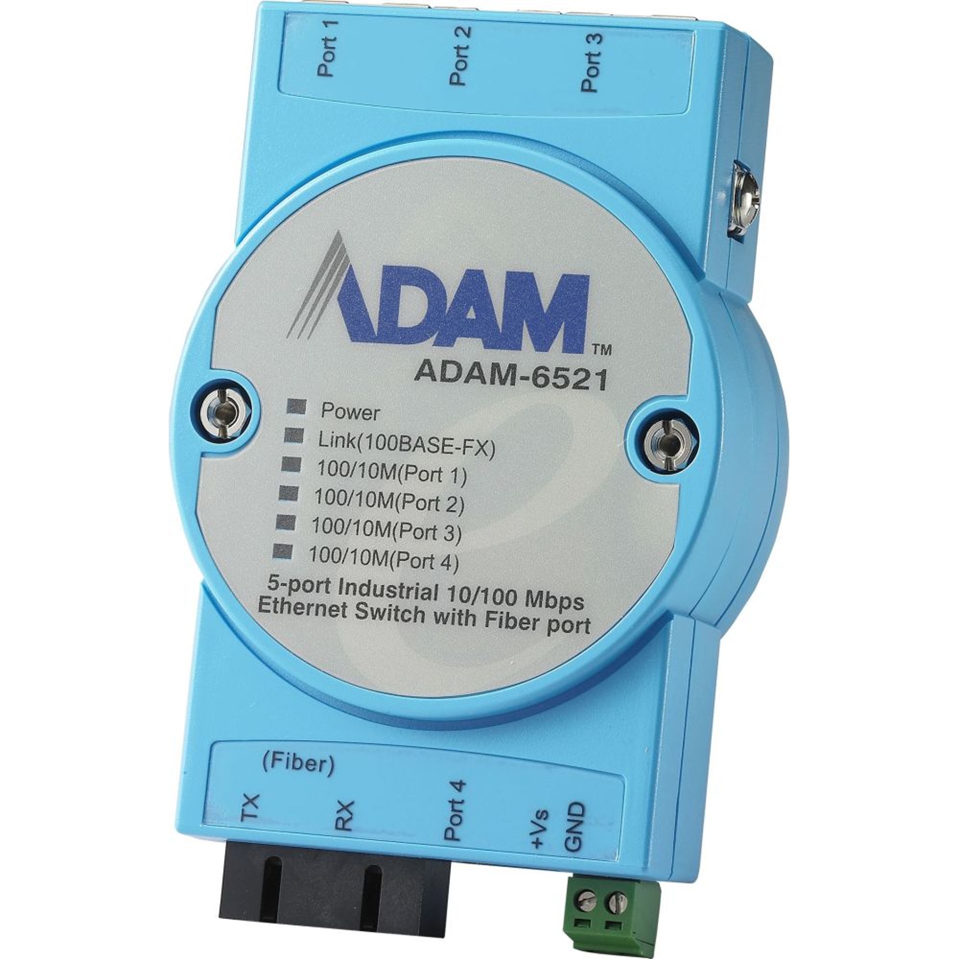 ADAM-6521/ST-AE, ADAM industrial, Multi-mode Unmanaged Ethernet Switch, Flexible mounting