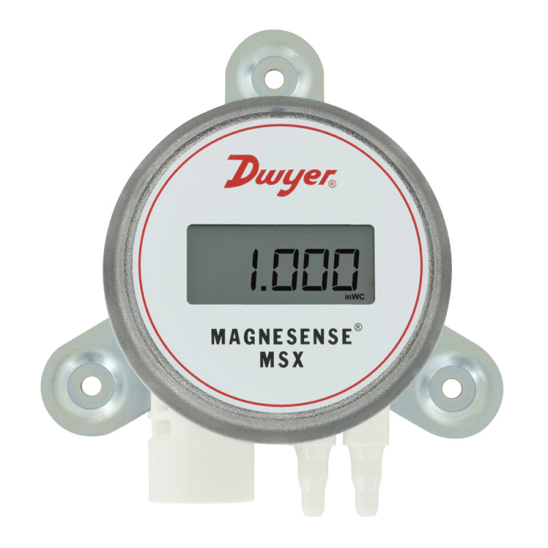 MSX-W20-IN-LCD, Dwyer, Transmisor de presión diferencial, bidireccional, Rangos 0 a  1: 3.6 psi max, 10-36 VDC, 4-20 mA (2-wire); 0-10 V, 0-5 V (3-wire),