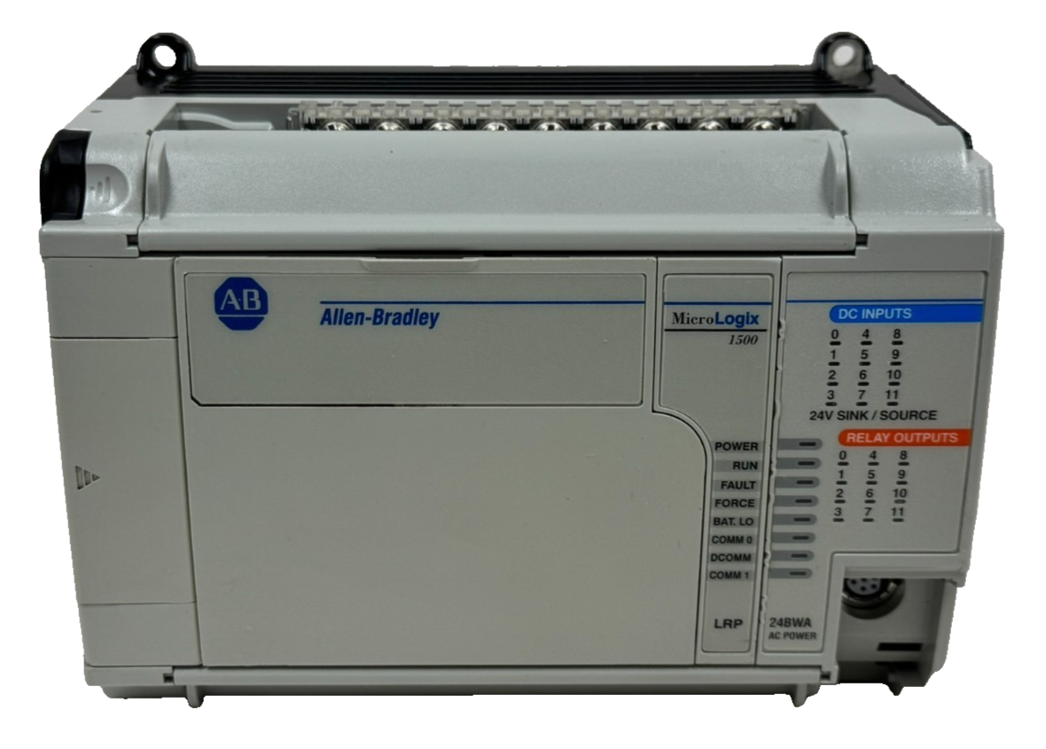 1764-24BWA, Allen Bradley, MicroLogix 1500 Base, 120 VAC Power, (12) 24 VDC Inputs, (12) Relay Outputs
