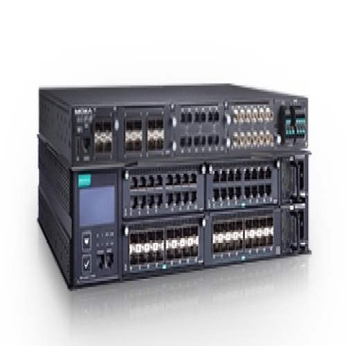 RKS-G4028-PoE-4GS-2HV-T, MOXA, Conmutador, Ethernet gestionado modular, con 4 puertos SFP 100/1000Base y 3 ranuras para módulos Ethernet.