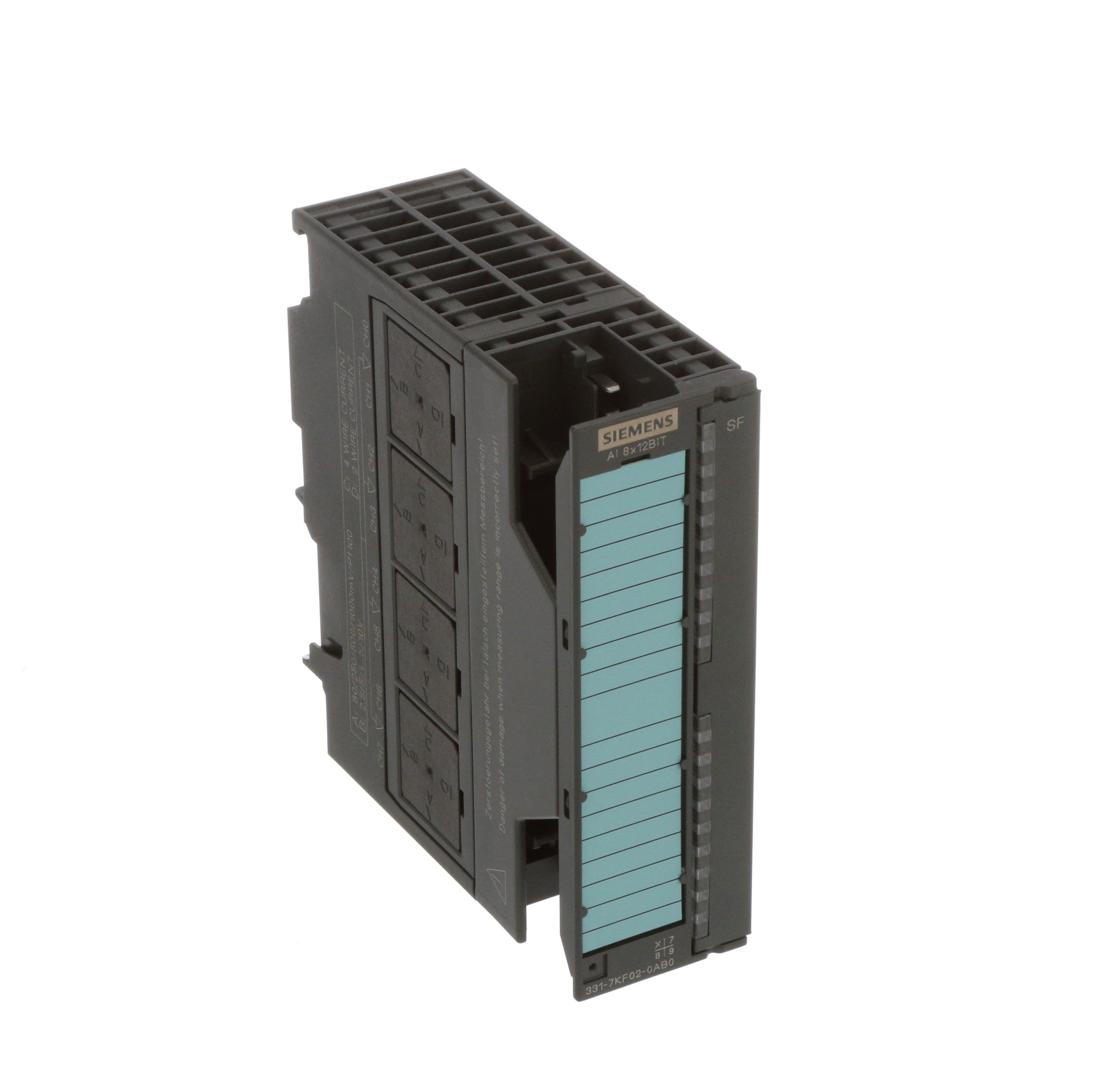6ES7331-7KF02-0AB0, Siemens, SIMATIC S7-300, Módulo de entradas analógicas SM 331, aislado, 8 entradas analógicas, resolución de 9/12/14 bits, U/I/termopar/resistencia, alarma