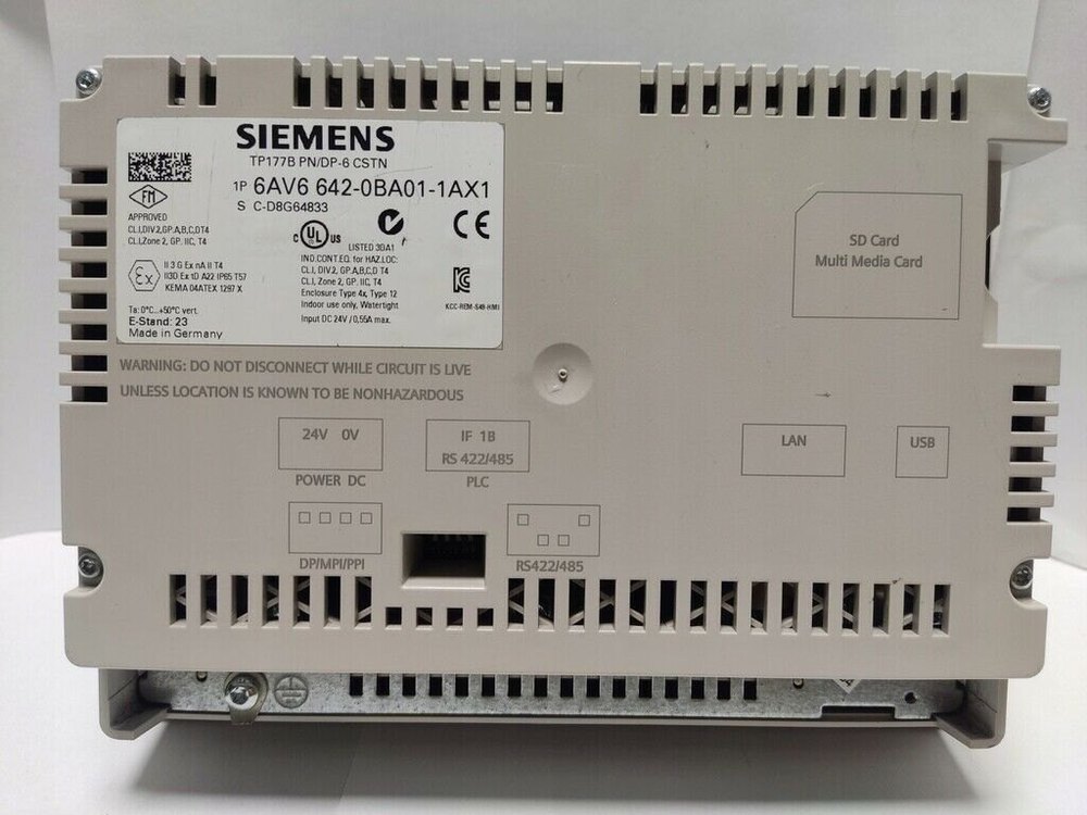 6AV6-642-0BA01-1AX1, Siemens, SIMATIC TP 177B 6" PN/DP STN 256 color display MPI/PROFIBUS DP
