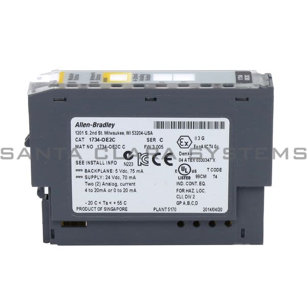 1734-OE2C, Allen Bradley, VDC Logic I/O Module. Output Current, 0/4-20 mA. Analog Outputs, 2. Supply Voltage, 24 VDC