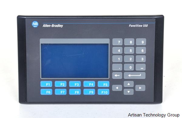 2711-B5A2, Allen-Bradley, Terminal monocromático, PanelView 550 de 5,5 pulgadas, puertos de comunicación DH-485, teclado y pantalla táctil, Input Voltage: 100-240 V-AC · Output Power Rating: 36 VA · Output Current Rating: 0.25-0.15 A
