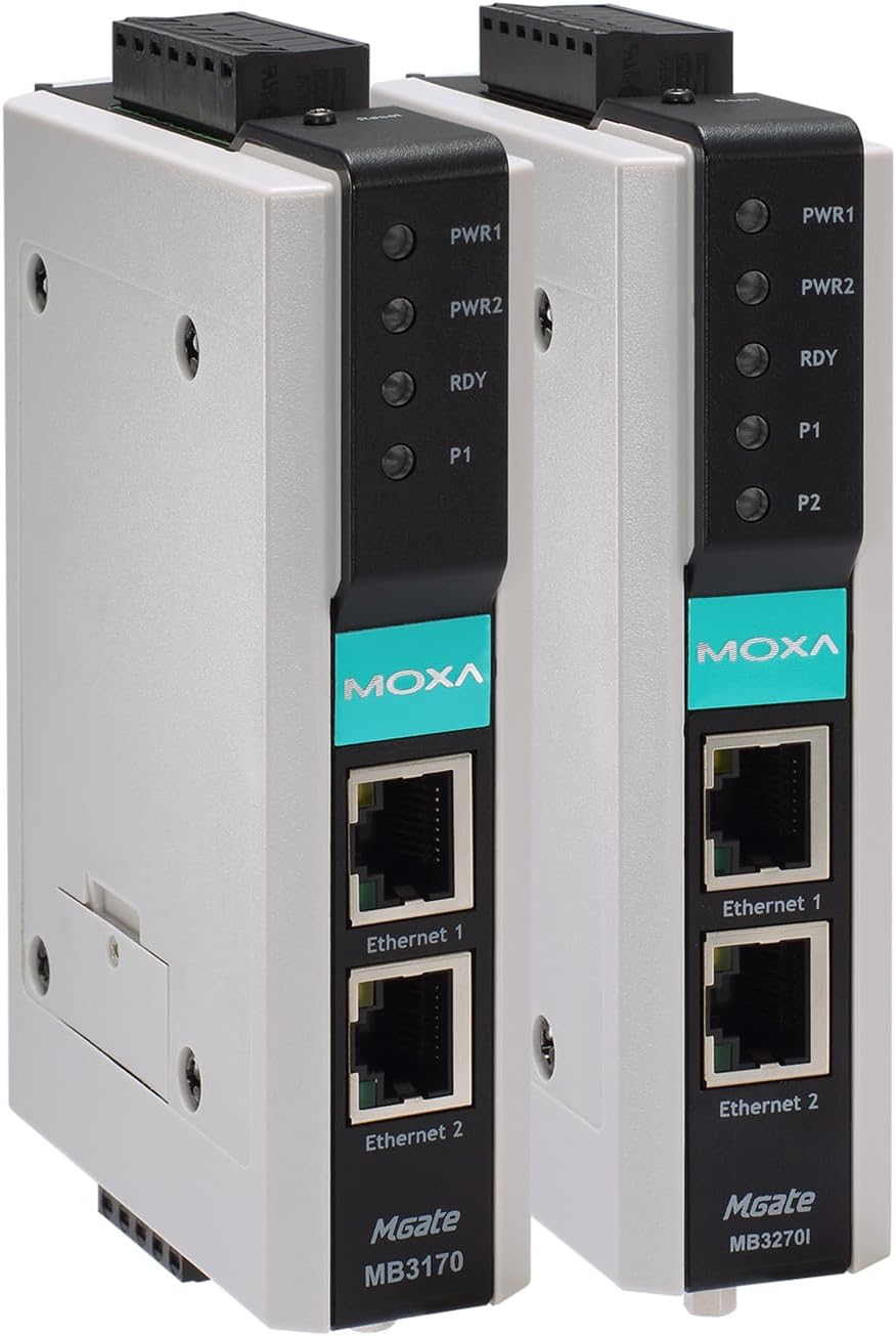 MGate MB3170, MOXA, Puertas de enlace, Modbus serie a Ethernet avanzadas de 1 y 2 puertos, 100BaseF(X) RJ45 Connector, 0 to 60C