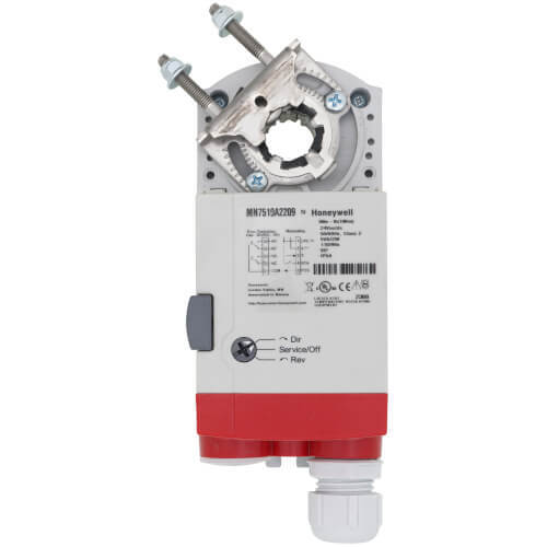 MN7510A2209, Honeywell, Actuador de acoplamiento directo, sin retorno por resorte, 88 lb-in, 10 Nm, 24 V CA, modulante (02-10 V CC), flotante, 2 interruptores auxiliares