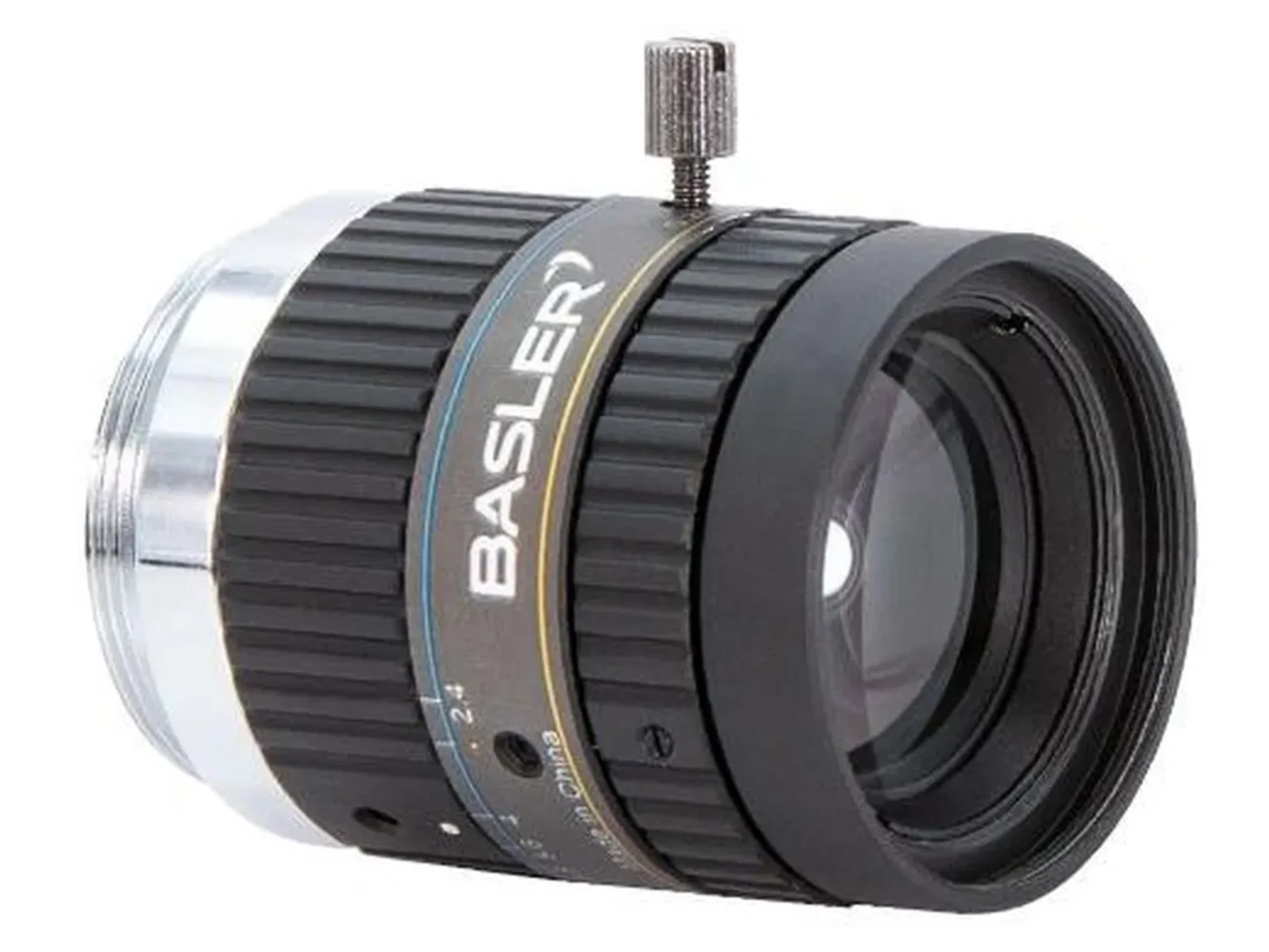 C23-1224-5M-P, BASLER, Lente, objetivo Basler Premium con montura C, con una distancia focal fija de 12 mm, rango de apertura de F2.4 a F16 y una resolución de 5 MP.