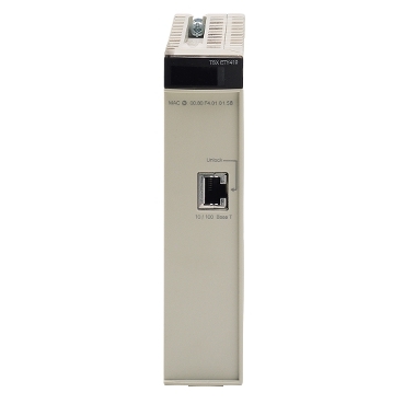 TSXETY5103, Schneider Electric, Módulo Ethernet TCP/IP, Modicon Premium, Modbus TCP, UNI-TELWAY, FactoryCast configurable, 530 mA a 5 VCC, 10 Mbit/s