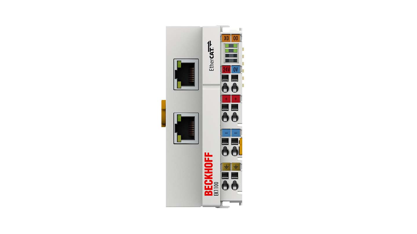 EK1100, Beckhoff EtherCAT,  Acoplador EtherCAT, TERMINAL E-BUS, CONEXIÓN RJ45, 24 VDC, MÁX. 4,2 GB