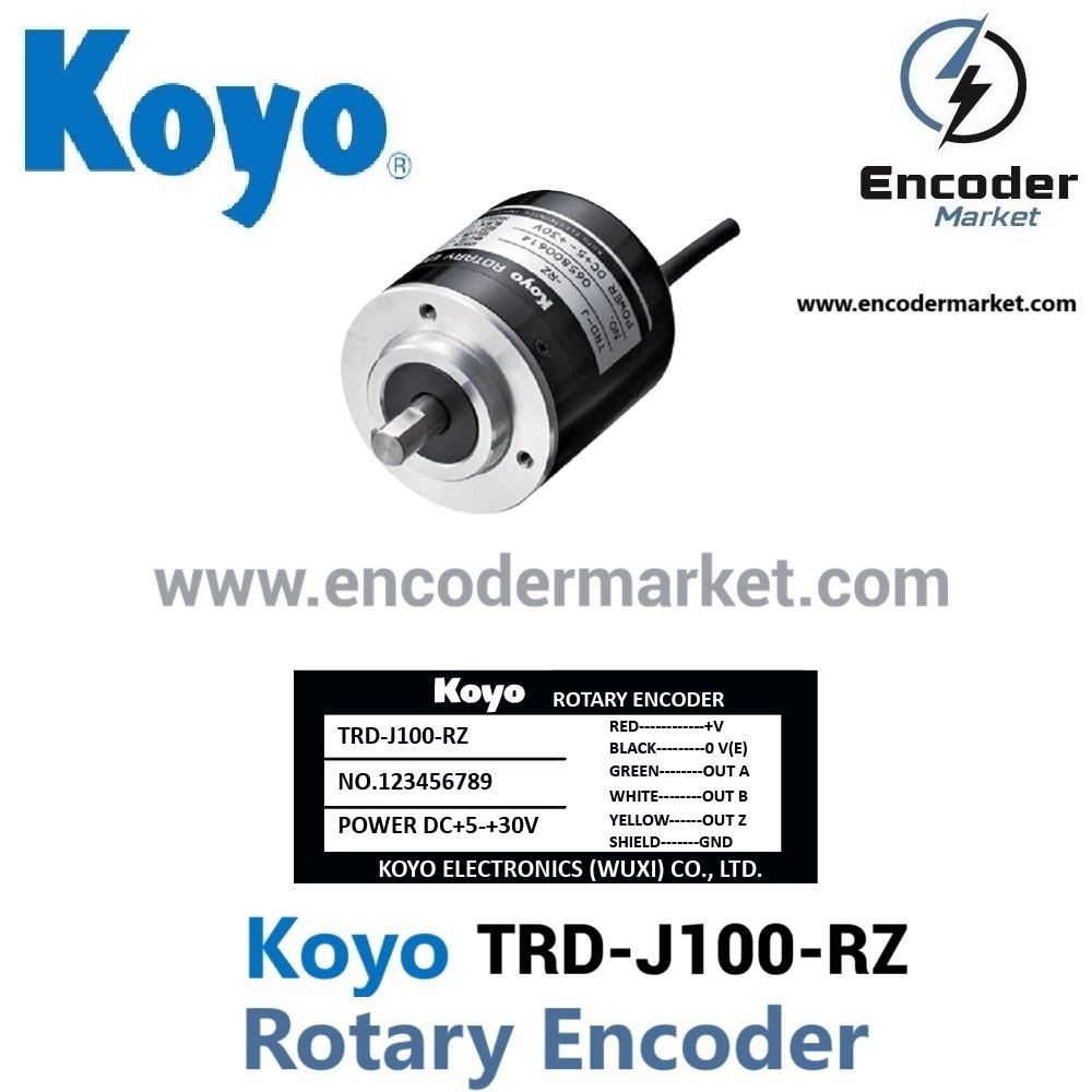 TRD-J100-RZ-2M, KOYO, Codificador rotativo incremental, 24VDC, Push Pull, 100PPR, IP50.