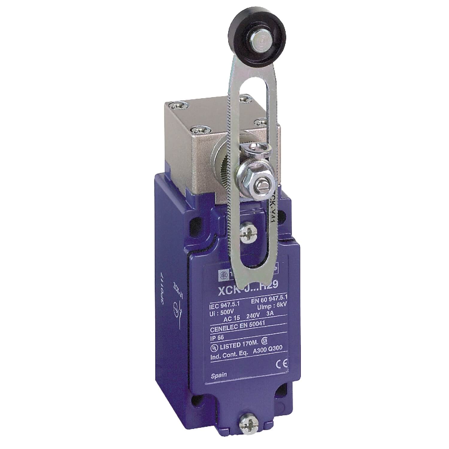 XCKJ10541, Telemecanique Sensors, Limite de carrera con Palanca de Rodillo, XCKJ, SPDT, NA/NC, 600V, 10A, IP66.