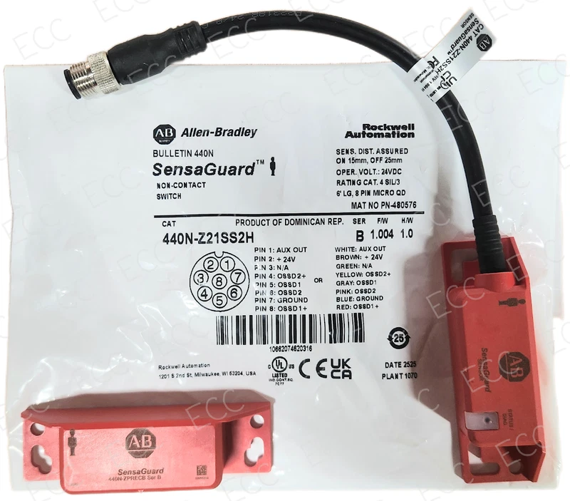 440N-Z21SS2H, Allen Bradley, SensaGuard, Interruptor sin contacto. Distancia de detección 18 mm. 24 VCC. Salida de seguridad 2PNP. PNP auxiliar.