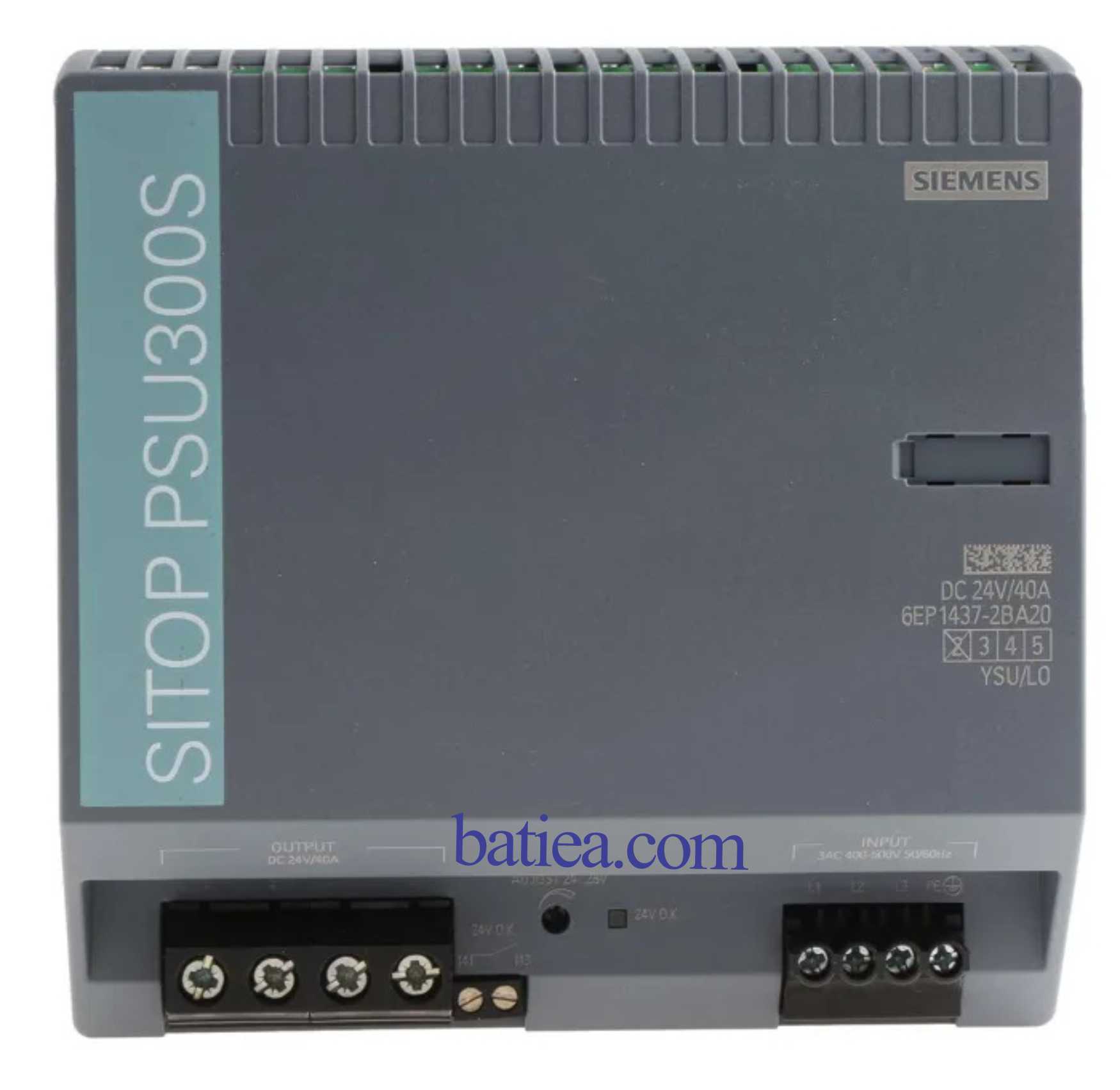 6EP1437-2BA20, Siemens, SITOP PSU300S 40A fuente de alimentación estabilizada entrada: 400-500 V 3 AC salida: 24 V DC/40 A