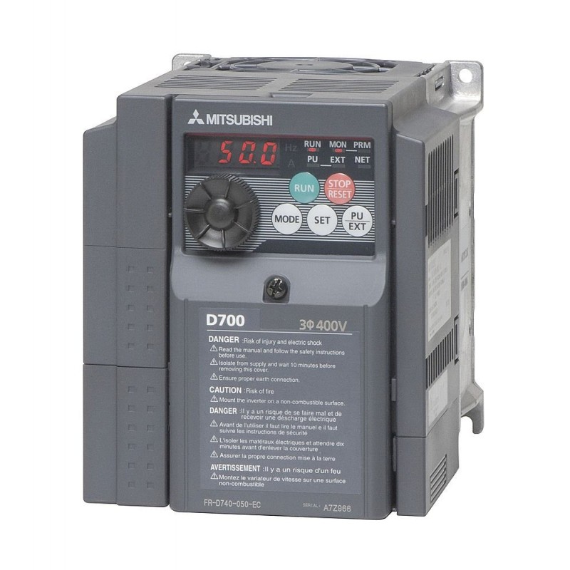 FR-D740-036-NA, Mitsubishi, Variador de frecuencia, 480V 2HP, 380Vac-480Vac (trifásica/3P) - 1,5kW / 2HP - 3,6A