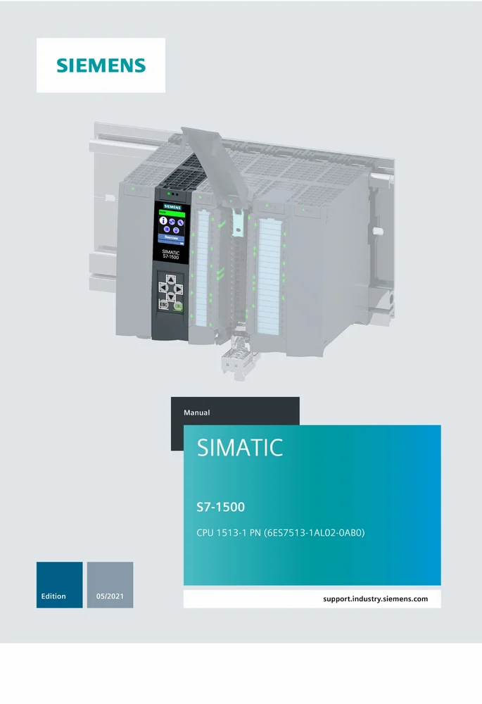 6ES7513-1AL00-0AB0, SIEMENS, SIMATIC S7-1500, CPU 1513-1 PN, Unidad central de procesamiento con memoria de trabajo de 300 KB