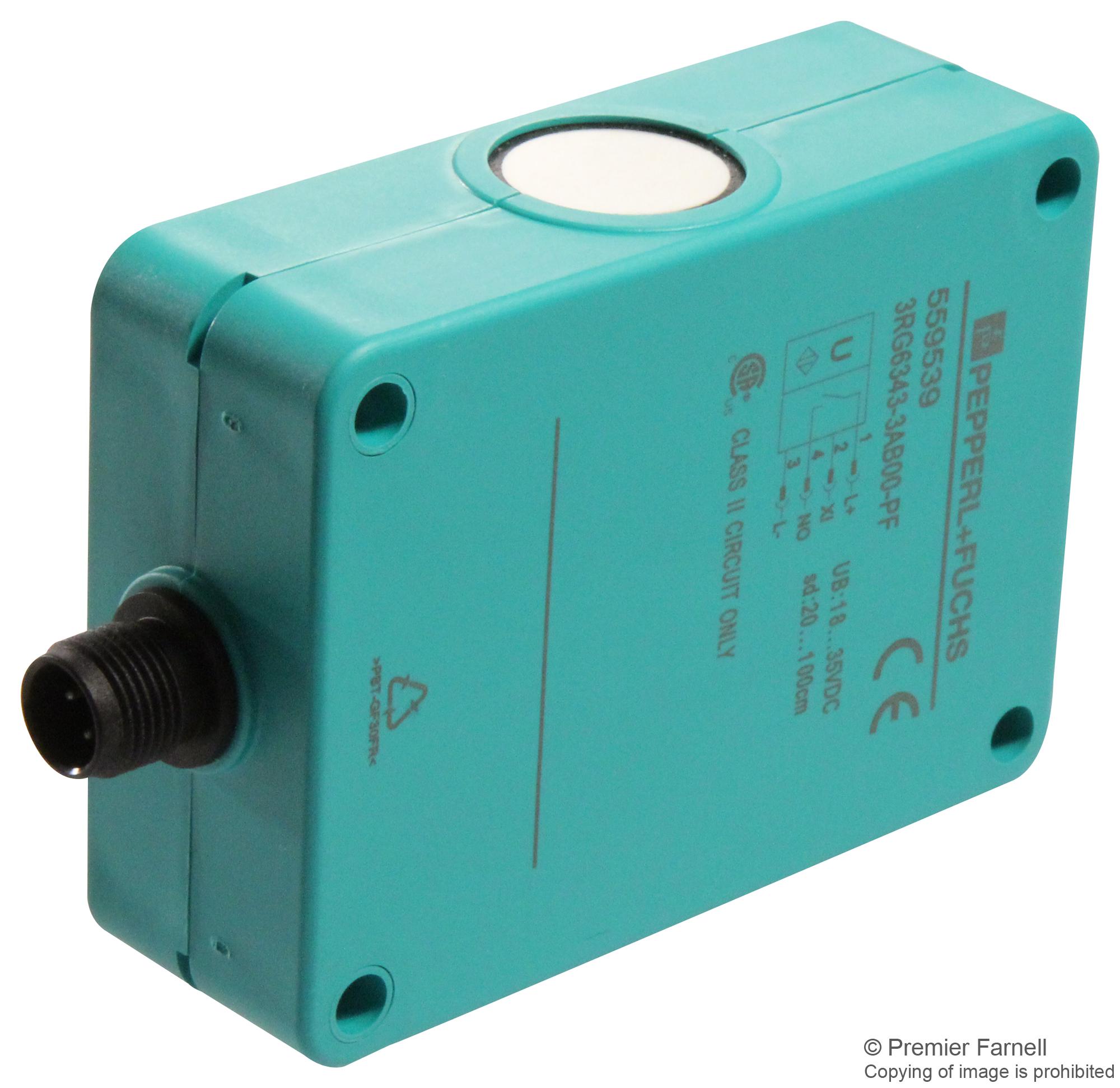 3RG6343-3AB00-PF, PEPPERL+FUCHS, Sensor Ultrasónico,  salida de conmutación PNP, IP65, M12