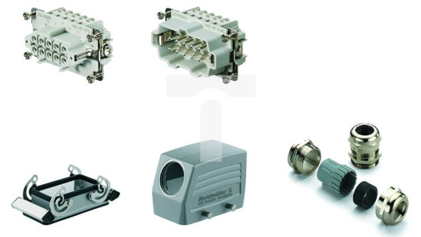 HDC-KIT-HE 10.110, Weidmuller, Conectores de servicio pesado HDC HE Tamaño: 4. Polos: 10. Conexión por tornillo. Voltaje nominal: 500 V. Corriente nominal: 16 A