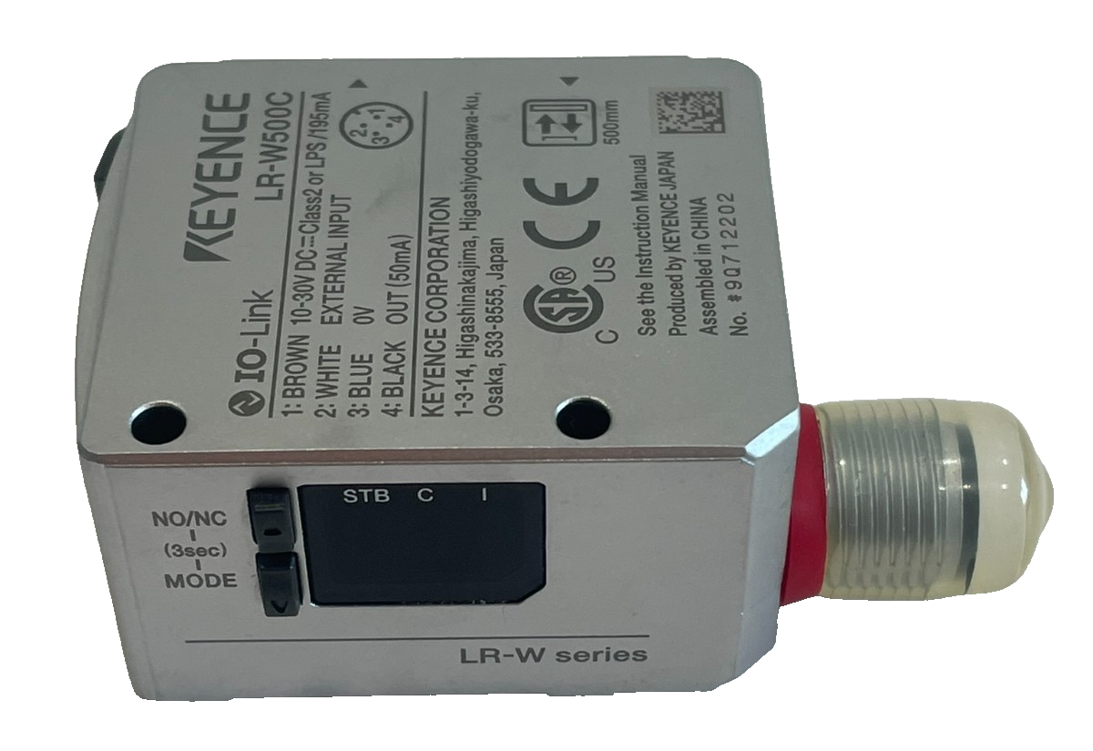 LR-W500C, Keyence, Sensor de detección de color RGB Full Spectrum, 12 Conector Tipo de 4 pines. Detección de distancia. 30 a 500 mm. Mínimo Diámetro puntual. Punto ajustable. Aprox. Ø3.5 mm a 100 mm