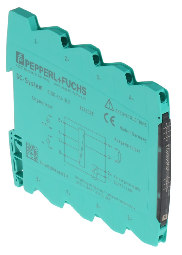 S1SD-1AI-1U, Pepperl + Fuchs, Acondicionador de señal, S1SD Corriente, alim. 16.8/31.2 V dc Corriente/tensión, in. 0 to 20 mA, out. 0